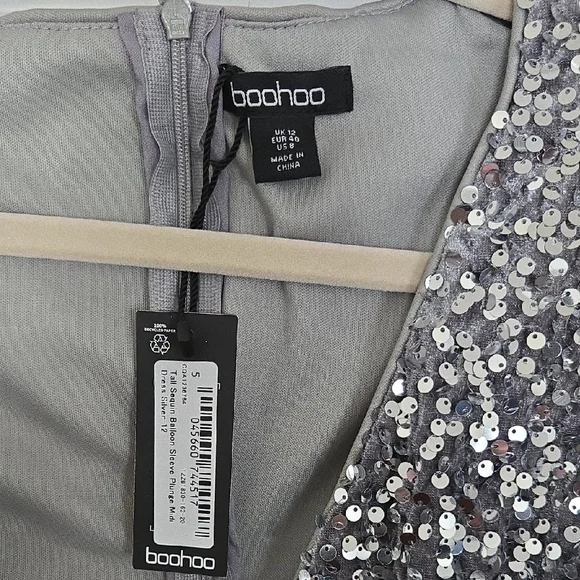 Boohoo Silver Sequin Midi Dress - Picture 2 of 5